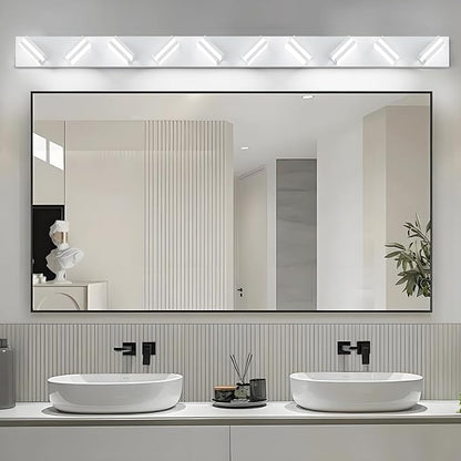 IZORRO LED Modern Bathroom Lights Fixtures(10-Light,Dimmable),Matte White Acrylic Wall Lighting,Vanity Lights for Bathroom Over Mirror - 6000k 36In （No Assembly Required）