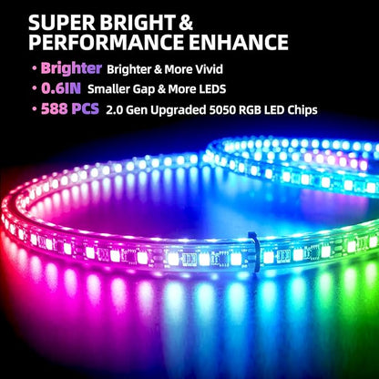Tavaray 4PCS 14" Double Sided RGB LED Wheel Ring Lights with APP & Remote Control, 178+DIY Dynamic Modes w/Turn Signal Braking and Reverse Function Wheel Lights for Trucks Pickups Cars Offroad