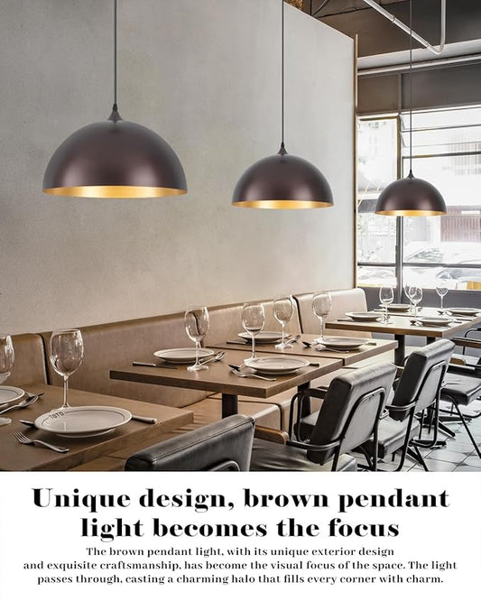 Bronze Pendant Lights Kitchen Island, 16 Inch Large Dome Pendant Light, Modern Farmhouse Pendant Light for Kitchen Island, Dining Room, Cafe, Bar, 2 Pack