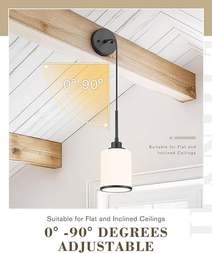 Beionxii Pendant Lights Kitchen Island, Modern Kitchen Pendant Lighting Over Island with Milk Glass, Matte Black Pendant Light Fixtures for Sink, Dining Room, Entryway, BX-PL02MB