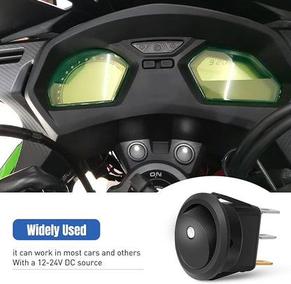 Nilight 12PCS Round Rocker Switches 12V 24V 20A White LED Toggle swtiches SPST 3 Pin 2 Position for Car Truck Vehicle Boat Marine Rocker On Off Control