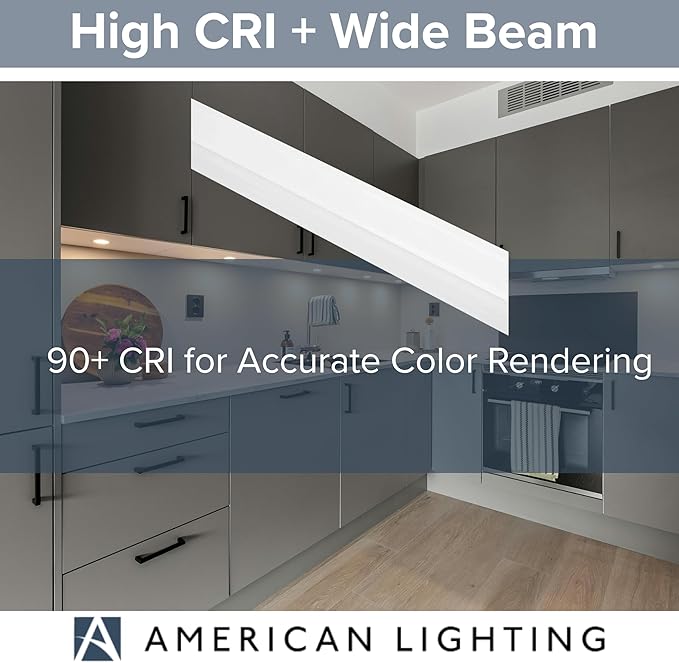 American Lighting LED Courant Plus Undercabinet Light 40 Inch 5CCT 90+ CRI 2000 Lumens with USB-A USB-C and 20A Receptacles White Finish Title 24 Compliant
