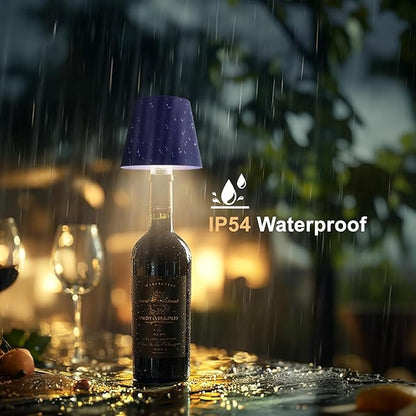 2 Pack Wireless Bottle Lamp,3 Color Rechargeable Wine Bottle Lights for Bars Restaurants (Dark Blue,2pcs)