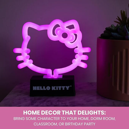 Silver Buffalo Sanrio Hello Kitty Neon LED Lamp Room Decor Mood Light, Battery Powered (Requires 2 AA Batteries - Not Included)