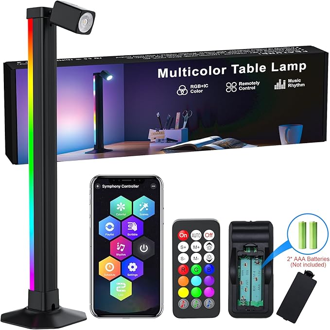 Smart Light Bar with Swivel Lamp, RGB LED Light Bar for Room, RGB & IC Ambient Backlight with 16 Million Colors, 213 Preset & 8 Scene Modes, Dynamic Music Sync, 3 Modes Control, for Gaming, Reading
