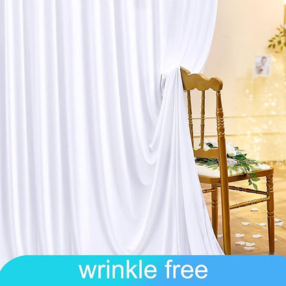 4 Panels White Backdrop Curtain for Parties Wedding Wrinkle Free White Photo Curtains Backdrop Drapes Fabric Decoration for Baby Shower 20ft(W) x 10ft(H)