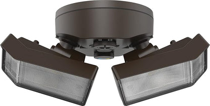 Lithonia Lighting HomeGuard 2-Light LED Outdoor Flood Lights, Outdoor LED Lights, Dusk to Dawn Sensor, Adjustable Lumens, Selectable Color, Square Heads, Dark Bronze (HGX LED 2SH ALO SWW2 120 PE DDB)