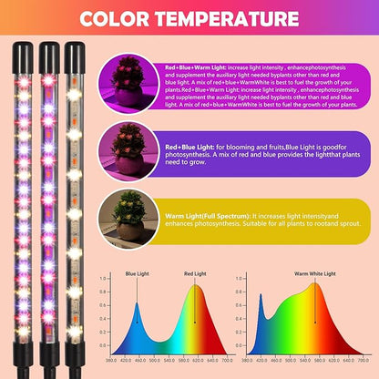 Grow Lights for Indoor Plants,80 LED Plant Lights with Full Spectrum & Red Blue Spectrum, 10 Dimmable Level, 3/9/12H Timer,3 Switch Modes, Adjustable Gooseneck,4 Heads Clip-On