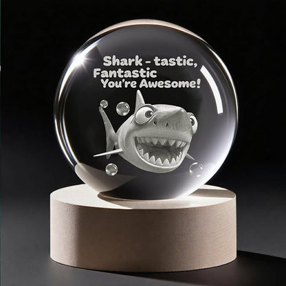 Shark Night Light, 3D Crystal Ball Shark Lamp, Underwater Gifts, 2.36 Inch Ball for Room Decor Boys Girls Birthday Xmas Cool Figurines Gifts