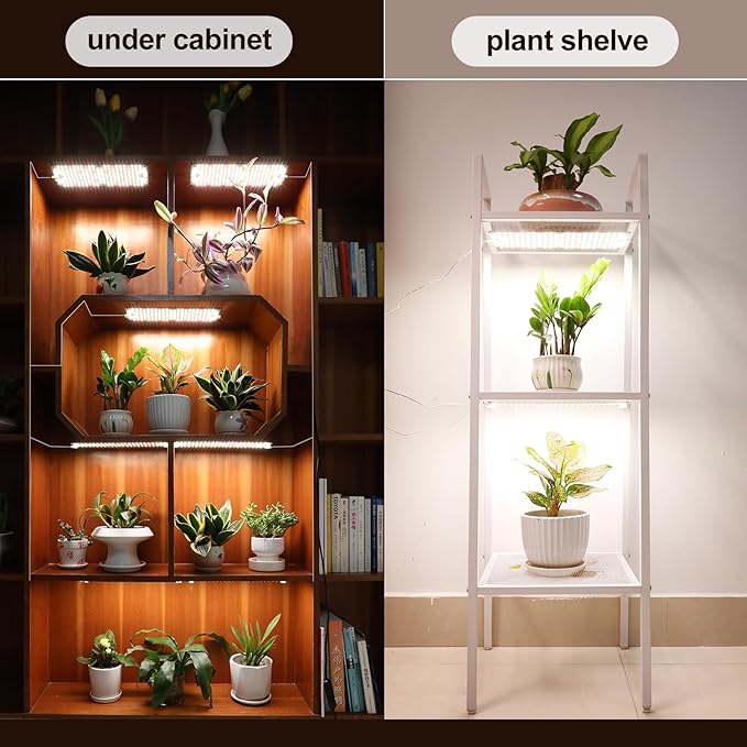 5Pack Panel Grow Lights for Indoor Plants, Seed Starting, Vegetables with 4/8/12/16/20 Hr Timer, 50W Full Spectrum LED Plant Growing Lamps for Cabinet/Shelves/Greenhouse, Plug-and-Play, Connect Freely