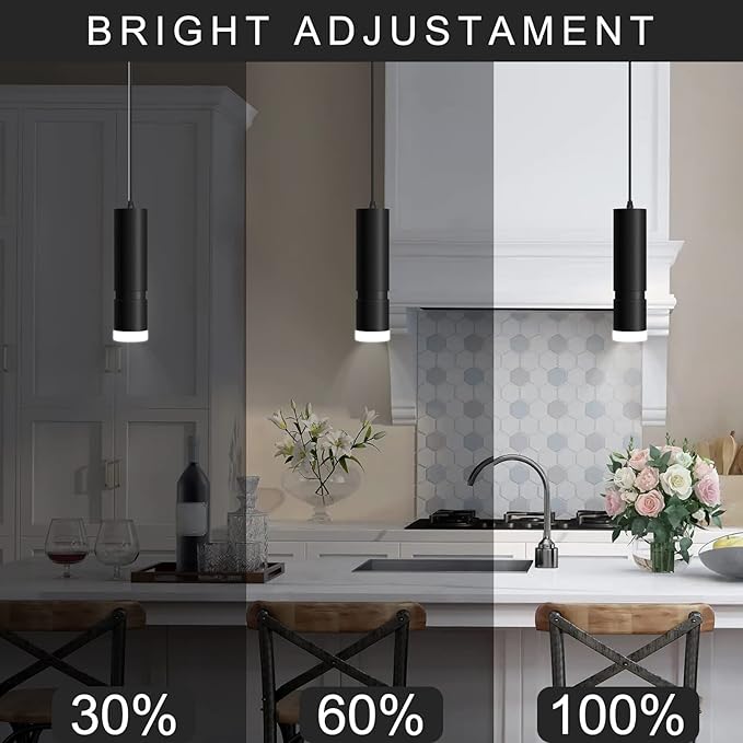 OKELI Pendant Lights, Modern Black Pendant Lights Fixture, Unique LED Pendant Lighting for Kitchen Island Bar,20W,4000K, ETL5026458(3Pack)