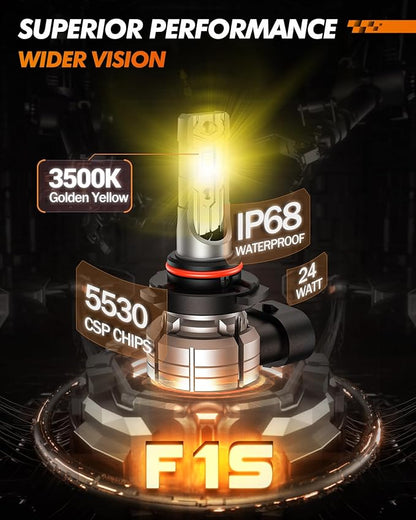 SEALIGHT H10 9145 9140 LED Fog Light Bulbs Amber, 12000LM 3500K Yellow Light Bulbs, Strong Light Penetration, 9040 9045 Replacement Front Fog Lamps for car, trucks, SUVS, Non-polarity