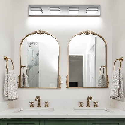 SineRise LED Modern Bathroom Vanity Light Fixtures (4-Light, 30-Inch), Chrome Modern Acrylic Bathroom Wall Lighting Fixtures Over Mirror (Cool White 6000K)