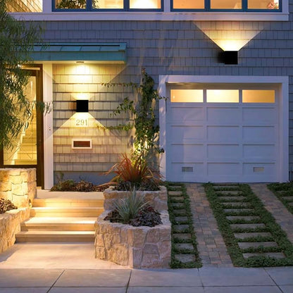 Mille Lucciole 20W 2Pack Outdoor Wall Lights Exterior/Interior,LED Black Outdoor Wall Sconces Light Fixtures Modern,IP65 Waterproof Square Aluminum Wall Lamps, Up and Down Lights 6500K Cold Lights