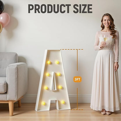 Marquee Letters 3 Feet Tall, 3FT Large Light up Letters R, Big Sign R with Warm White Light for Birthday Wedding Proposal Engagement Graduation Party Backdrop Decorations