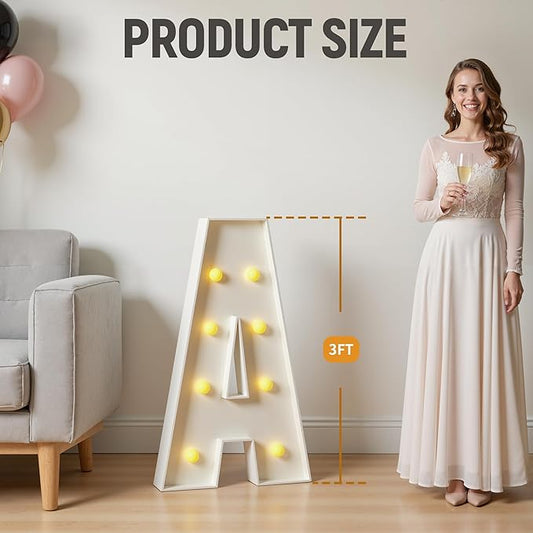 Marquee Letters 3 Feet Tall, 3FT Large Light up Letters R, Big Sign R with Warm White Light for Birthday Wedding Proposal Engagement Graduation Party Backdrop Decorations