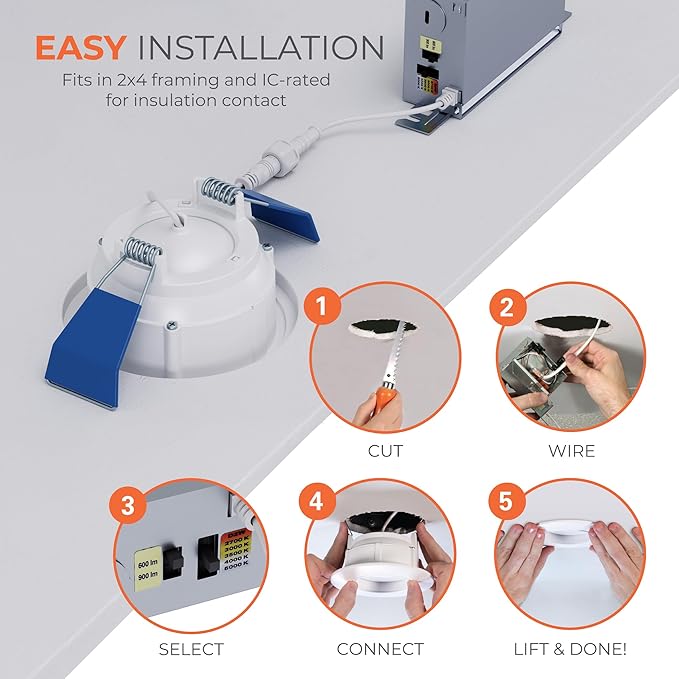 HALO RA 4 in Canless LED Recessed Downlight with Adjustable Gimbal, Selectable Lumens and Selectable Color Temperatures, Dim-to-Warm Technology, Damp Location Rated - RA4LS9FSD2W1EWHDM
