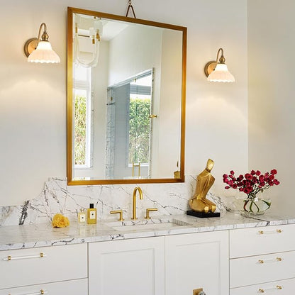 Modern White Glass Bathroom Wall Sconces Bedroom Vintage Wall Sconce Light Wall Light Fixtures for Hallway Kitchen Dress Room