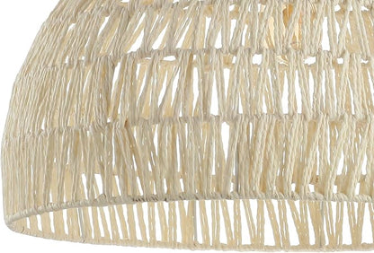 JONATHAN Y 20" Cream Modern Bohemian Woven Rope LED Pendant Light Fixture, Adjustable Dome Ceiling Lamp for Kitchen Island, Rope Shade, Coastal Farmhouse Decor JYL6504A