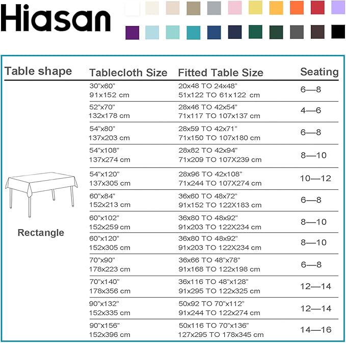 Hiasan Black Rectangle Tablecloth - Waterproof Spillproof and Wrinkle Resistant Washable Polyester Table Cloth for Dining Party, 90 x 90 inch