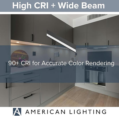 American Lighting LED Courant Plus Undercabinet Light 40 Inch 5CCT 90+ CRI 2000 Lumens with USB-A USB-C and 20A Receptacles Black Finish – Title 24 Compliant