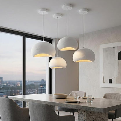 JAYMP 40cm Wabi Sabi Pendant Light for Dining Room Kitchen Island Hallway Restaurant Modern Hanging Lamp E26 Base Japanese Style Bird Nest Shape Lighting Fixture (Matte White,B Shape, 40cm/15.7in)