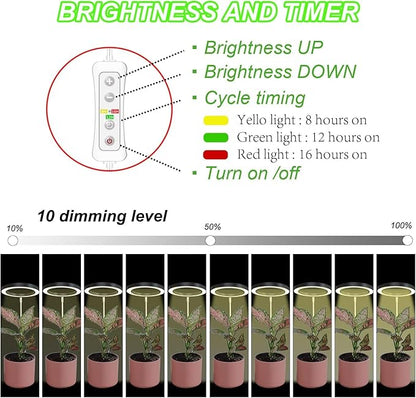 yadoker Plant Grow Light,LED Growing Light Full Spectrum for Indoor Plants,Aluminum Black Plant Lights,Height Adjustable, Automatic Timer, 5V Low Safe Voltage