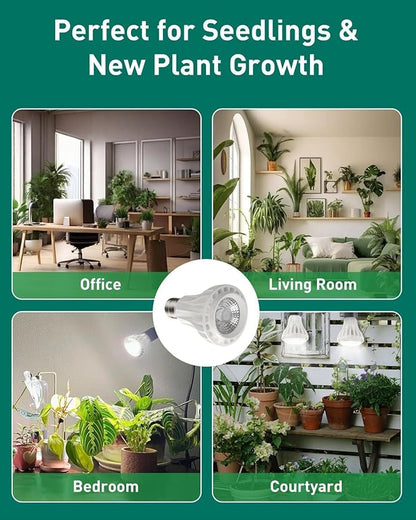 Pawfly Grow Lights for Indoor Plants, 12W PAR20 LED Grow Light Bulb (150W Eqv), Ultra-High PPFD 466 μmol/m²/s at 1ft, 6000K Full Spectrum COB Plant Light for Seedling & Hydroponic Gardening