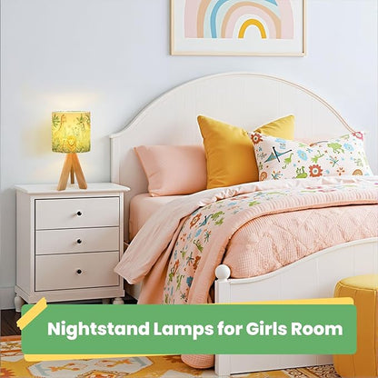 Cute Kids Bedside Desk Table Lamp Watercolor Jungle Animal Forest Lion Monkey Giraffe Zebra Lion Cub Children Nightstand Lamp, Tripod Small Night Lights Linen for Nursery Room Bedroom Dorm Decor