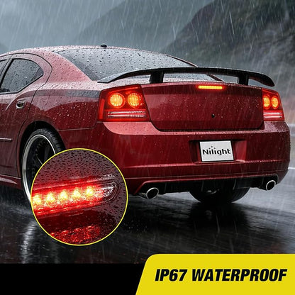 Nilight Third Brake Light Tail High Mount 3rd Stop Lights Smoked Lens Compatible with Dodge Charger 2006 2007 2008 2009 2010 Car Rear Center Cab Lamp