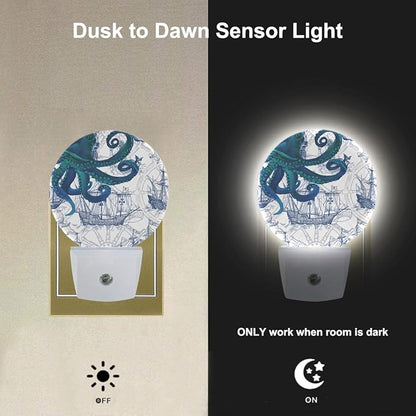 EKOBLA Octopus Plug-in Night Light, Vintage Sea Monster Nautical LED Nightlight with Dusk to Dawn Sensor for Home Decor