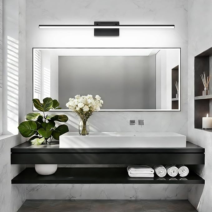 LED Bathroom Vanity Light, Modern Bathroom Light Fixture Over Mirror (Cool White 6000K), Vanity Light Bar with Angle Adjustable, 40 Inch, Black
