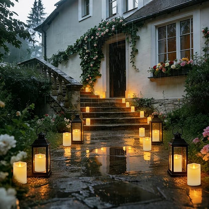 Artmarry Flameless Candles 4" 5" 6" Outdoor Indoor Pillars Battery Operated Flickering Candles Include 8-Key Remote Timer 400+ Hours by 2 AA Batteries (White Candle - Warm Light,3 Pack)