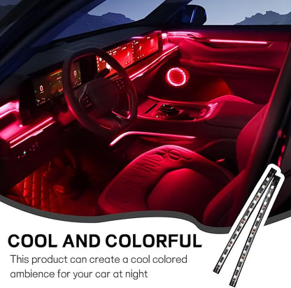 Car LED Strip Light, 12V 24 LED Interior Atmosphere Lights Under Dash Ambient Night Light, Universal Auto Interior Decorative Lamp with USB Port, Truck SUV Car Accessories (Red, USB)