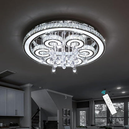 HAIXIANG W32'' Modern Chandeliers for Dining Room Crystal LED Chandelier Light Living Room Bedroom Interior Luxury Lighting Fixture 2700-6000K Dimmable Lights Silver