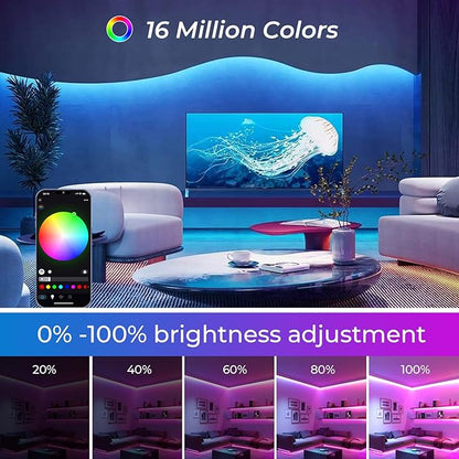RGB COB Led Strip Light 32.8ft, 5760 LEDs 10mm Width, Led Light Strip Color Changing Music Sync, 24V Smart Led Strip for TV Led Backlight, Room Decor(Without Adapter&Controller)