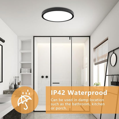 6PK 12 Inch LED Flush Mount Ceiling Light, 24W, 2520LM, 3000K/4000K/6000K CCT Selectable Super Slim Low Profile Ceiling Light, Close to Ceiling Round Flat Panel Fixture for Hallway,Bedroom,kitchen