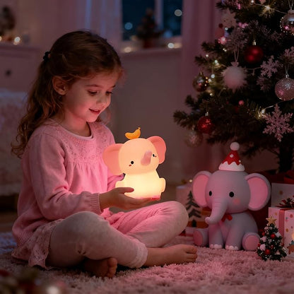 OkiyiD Pink Elephant Night Light, Cute Squishy Silicone Lamp, Dimmable Touch Control Elephant Gifts for Girls Daughter, LED Nursery Bedside Lamp for Girls Room Decor Birthday Xmas Gifts
