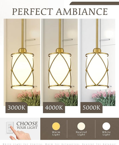 Brushed Gold Pendant Lights Kitchen Island, Modern 2 Pack Pendant Light with Frosted Glass, Farmhouse Mid Century Pendant Lighting for Dining Room, CH9176BGW-2PK