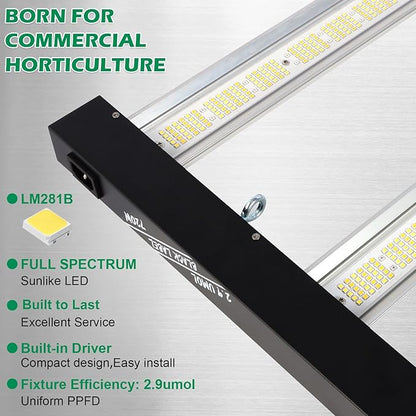 Lucius 720W LED Grow Light with Master Control Timer Sunrise Sunset, 2.9 μmol/J Full Spectrum Grow Lights for Indoor Plants with LED Display, LM281B Diodes Plant Growing Lamps for Seed Starting