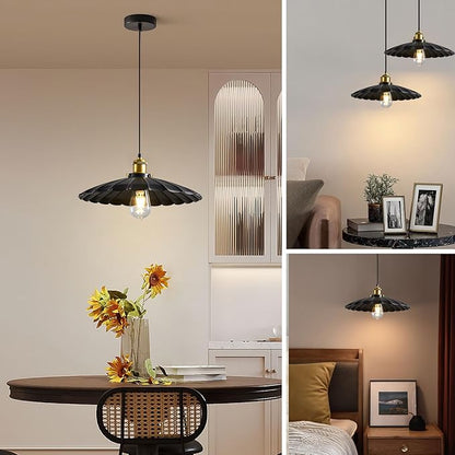 Kitchen Pendant Lights, Black Hanging Lamp for Hallway 13.8 Inch Metal Lampshade Farmhouse Pendant Lights Kitchen Island Vintage Pendant Lighting Kitchen Island Sofa