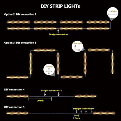 WOBANE Under Cabinet Lighting Kit,8PCS 12 inch Led Light Bars,Under Counter Lights for Kitchen,Cupboard,Desk,Bookcase,Shelf,Showcase Display,DIY Tape Light,Variety Connectors,1200lm,2700K WarmWhite