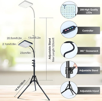 25 Watt Grow Light with Stand, Enough Bright, NO Need Adapter, 4/8/12/16/20H 5-Mode Timer, Natural Sunlight Full Spectrum Plant Growing Lamps for Tall Houseplants & Bonsai Tree