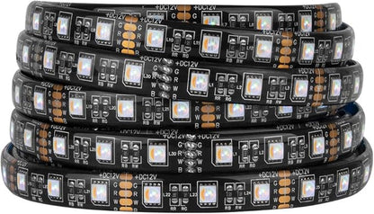 BTF-LIGHTING RGBW LED Strip Lights,UL Listed,5050 4 Colors in 1 RGB + 2700K-3000K Warm White,12V DC,16.4ft/5m 60LEDs/m 12mm Black PCB, IP65 Waterproof for Home Decoration(No Adapter or Controller)