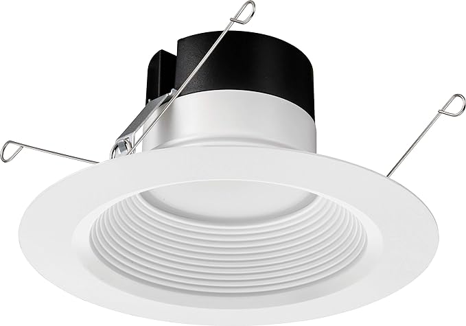 Juno E Series 5"/6" LED Ceiling Light, Baffle Trim Recessed Lighting with 5-in-1 Switchable White Color, 900 Lumens, Wet Rated LED Downlight, Dimmable, White, 6-Pack