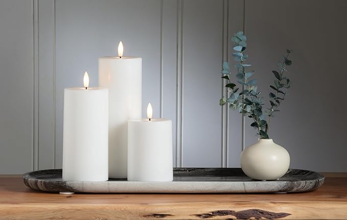Abbott Collection Wax LED Flameless Pillar Candle - White (3x6 H)