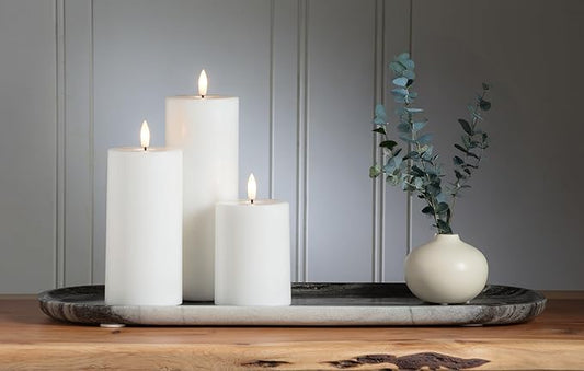 Abbott Collection Wax LED Flameless Pillar Candle - White (3x8 H)