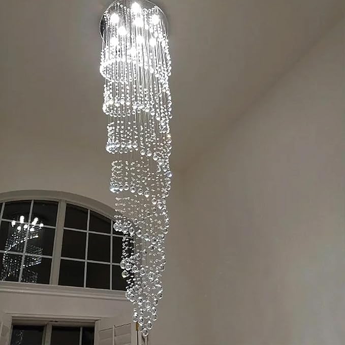 98-Inch Crystal Chandelier for High Ceilings, Suitable for Foyers, Stairs, Living Rooms with the Celing Height 18ft-21ft, Video Availablle for Easy&Quick Installation