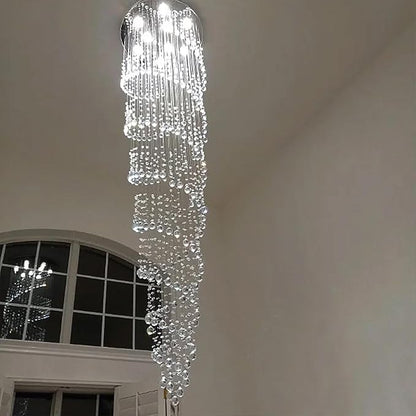 98-Inch Crystal Chandelier for High Ceilings, Suitable for Foyers, Stairs, Living Rooms with the Celing Height 18ft-21ft, Video Availablle for Easy&Quick Installation