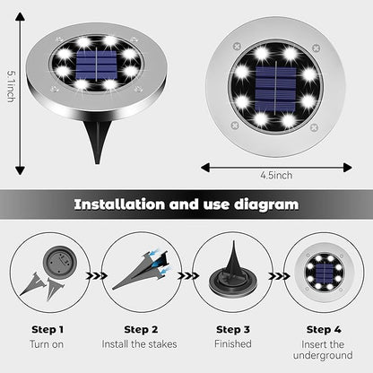 DUUDO 4.6in Solar Lights Outdoor 10 Pack, Solar Garden Outdoor Waterproof Pathway Lights Bright In-Ground Light Outdoor Lighting Decor for Lawn, Patio, Yard, Driveway, Step and Walkway White Light